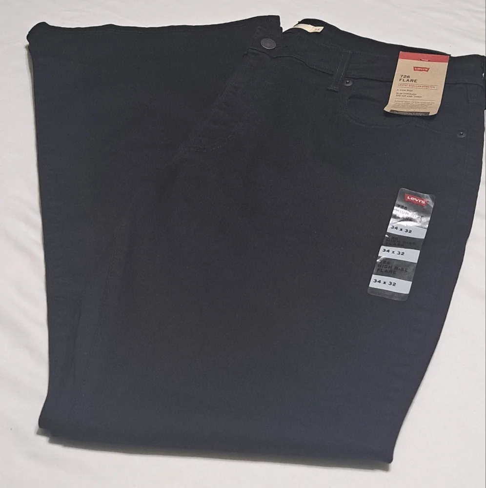 Levi's Women's 726 High-Rise Flare  Stretch  Denim Jeans Black 34 X 32 NWT - Picture 4 of 15